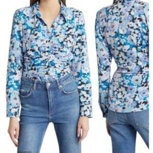 Rails Blue Floral Button Down Shirt small NWT